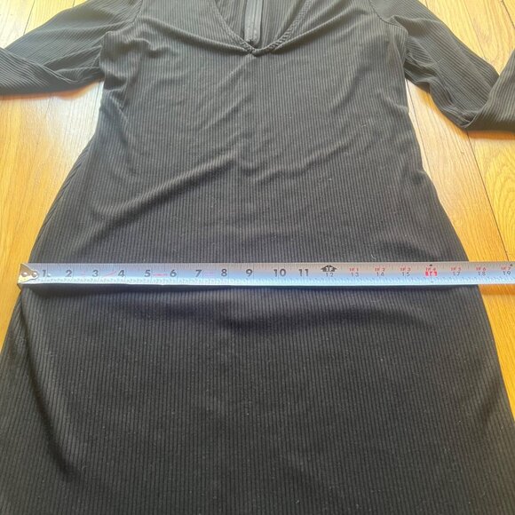 Rebecca Minkoff Size L Black Ribbed High Neck Cutout Long Sleeve Bodycon Dress - Picture 6 of 14